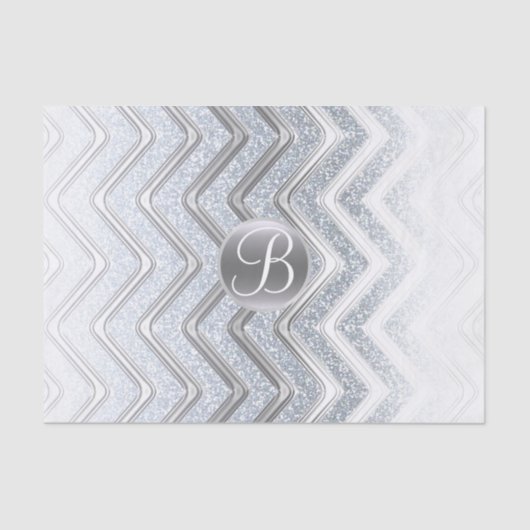 Silver White Chevron Shine Monogram Letter Initiaa Tissuepapier (Voorkant)