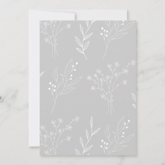 Silver White Corner Floral Boho Zitkaarten Kaart (Achterkant)