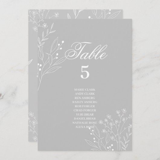 Silver White Corner Floral Boho Zitkaarten Kaart (Voorkant / Achterkant)