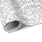 Silver White Damask Grey Net Delicate Diamond Cadeaupapier (Rol Hoek)