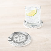 Silver & White Damaskers 25 bruiloft Jubileum Zandsteen Onderzetter (Zijkant)