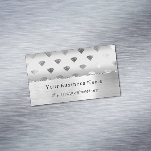 Silver White Diamonds Business name website Magnetisch Visitekaartje (Voorbeeld)