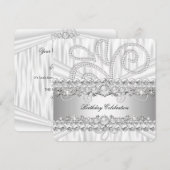 Silver White Diamonds Pearl Elegant Birthday Party Kaart (Voorkant / Achterkant)