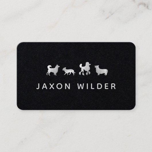 Silver White Dog Silhouette Cloud Minimal Visitekaartje (Voorkant)