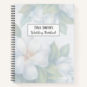 Silver White Dogwood Blossom Wedding Notitieboek