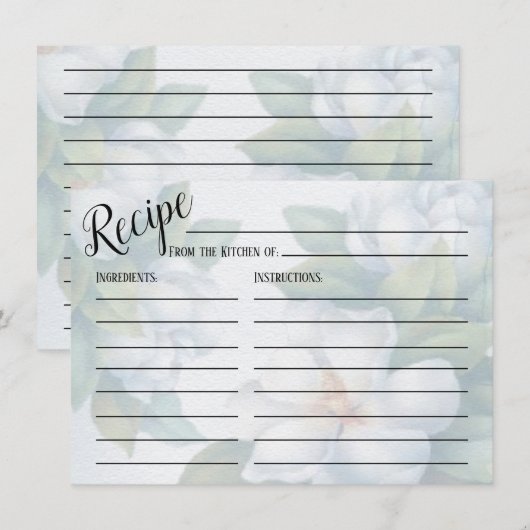Silver White Dogwood Blossom Wedding Recipe Kaart (Voorkant / Achterkant)