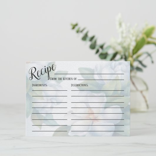 Silver White Dogwood Blossom Wedding Recipe Kaart (Staand voorkant)