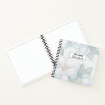 Silver White Dogwood Blossom Wedding Sketchbook