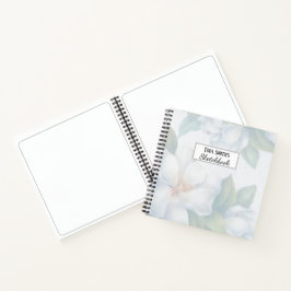 Silver White Dogwood Blossom Wedding Sketchbook Notitieboek