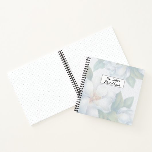 Silver White Dogwood Blossom Wedding Sketchbook Notitieboek (Binnen)