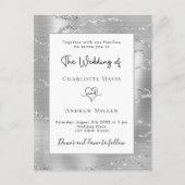 Silver White elegant bruiloft Uitnodiging Briefkaart (Voorkant)