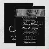 Silver White en Black Roos Wedding Kaart (Voorkant / Achterkant)