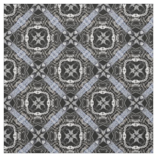 Silver, White en Black Tiled Pattern Stof (Swatch)