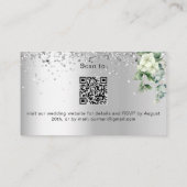 Silver White floral bruiloft website RSVP QR code Informatiekaartje (Achterkant)