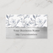 Silver White Floral Business name website Visitekaartje (Voorkant)