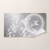 Silver White Floral Butterfly Fantasy Bad Handdoek (Handdoek)