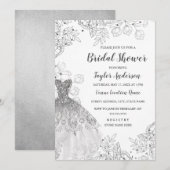 Silver White Floral Dress Vrijgezellenfeest Kaart (Voorkant / Achterkant)