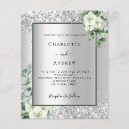 Silver White floral eucalyptus bruiloft Flyer