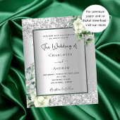 Silver White floral eucalyptus bruiloft Flyer