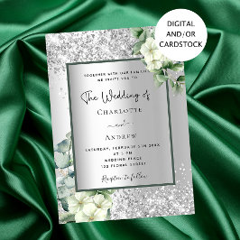 Silver White floral eucalyptus elegant bruiloft Kaart