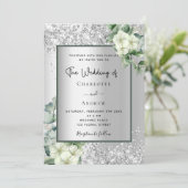 Silver White floral eucalyptus elegant bruiloft Kaart (Staand voorkant)