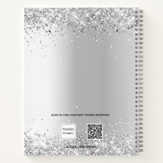 Silver White floral eucalyptus elegant Notitieboek (Achterkant)