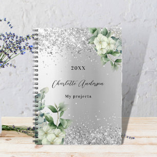 Silver White floral eucalyptus elegant Notitieboek