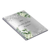 Silver White floral eucalyptus elegant Notitieboek (Rechterzijde)