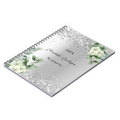 Silver White floral eucalyptus elegant Notitieboek (Linkerzijde)