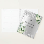 Silver White floral eucalyptus elegant Planner (Display)