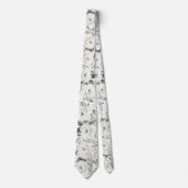 Silver White Floral Greenery Wedding Stropdas (Voorkant)