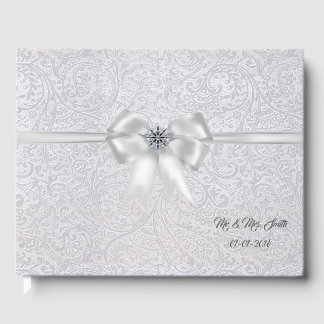 Silver & White Floral Wedding Gastenboek