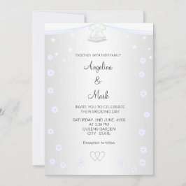 Silver & White Floral Wedding Kaart