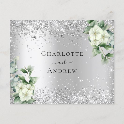 Silver White florals eucalyptus bruiloft RSVP-kaar (Achterkant)