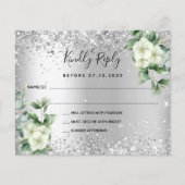 Silver White florals eucalyptus bruiloft RSVP-kaar (Voorkant)
