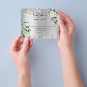 Silver White florals eucalyptus bruiloft RSVP-noot Flyer (Hand)