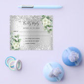 Silver White florals eucalyptus bruiloft RSVP-noot Flyer (Enkel)