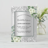 Silver White florals eucalyptus verjaardagsluxe Kaart (Staand voorkant)
