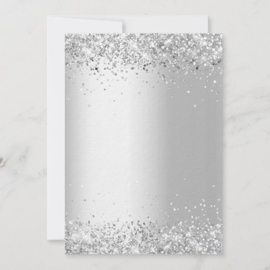 Silver White florals eucalyptus verjaardagsluxe Kaart (Achterkant)