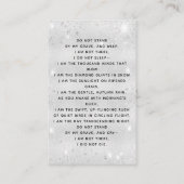 Silver White foto cross-begrafenisgebed Visitekaartje (Achterkant)