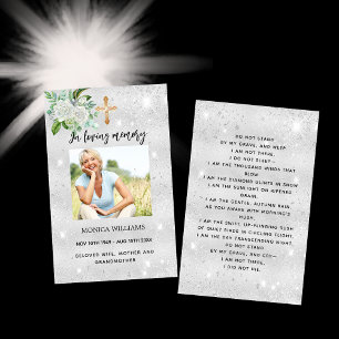 Silver White foto cross-begrafenisgebed Visitekaartje