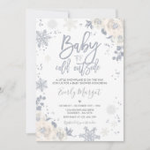 Silver White Gender Neutral Winter Baby shower Kaart (Voorkant)