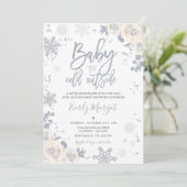 Silver White Gender Neutral Winter Baby shower Kaart (Staand voorkant)