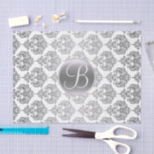 Silver White Glam Damask Monogram Letter Initiaal Tissuepapier (Craft)