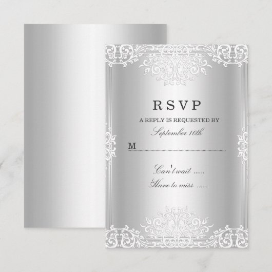 Silver White Glamour RSVP (Voorkant / Achterkant)