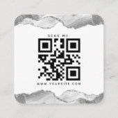 Silver White Glitter Agate Wedding QR Code RSVP Informatiekaartje (Achterkant)