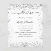 Silver White glitter budget trouwprogramma Flyer (Voorkant)