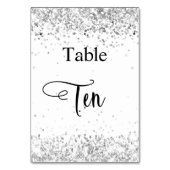 Silver White glitter calligraphy table ten 10 Kaart (Voorkant)