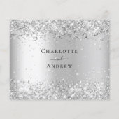Silver White glitter elegant budget bruiloft RSVP (Achterkant)