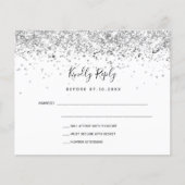 Silver White glitter elegant budget bruiloft RSVP (Voorkant)